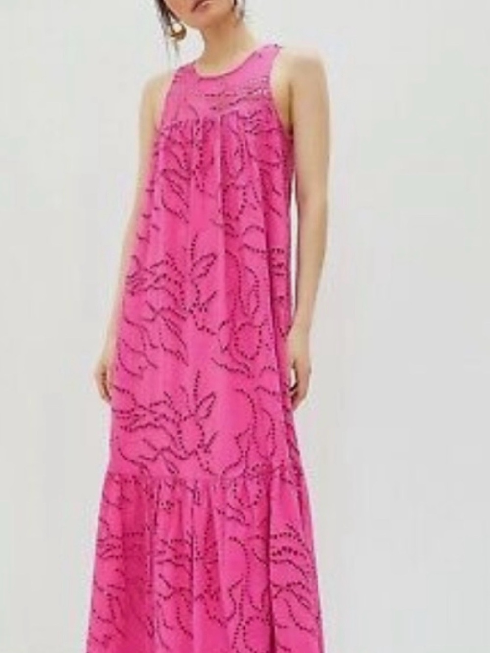 Anthropologie Fuchsia Eyelet Maxi Dress
